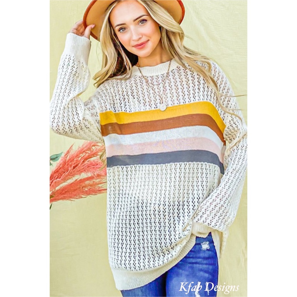 ❤️LAST! Color Block Striped Lightweight Sweater! Perfect for transition! - Picture 3 of 10